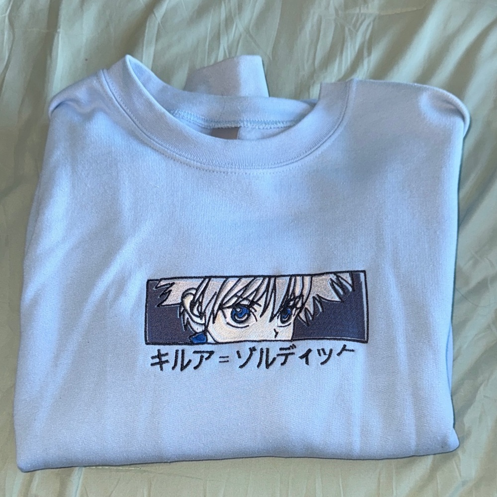Killua Anime Embroidered Light Blue Sweatshirt